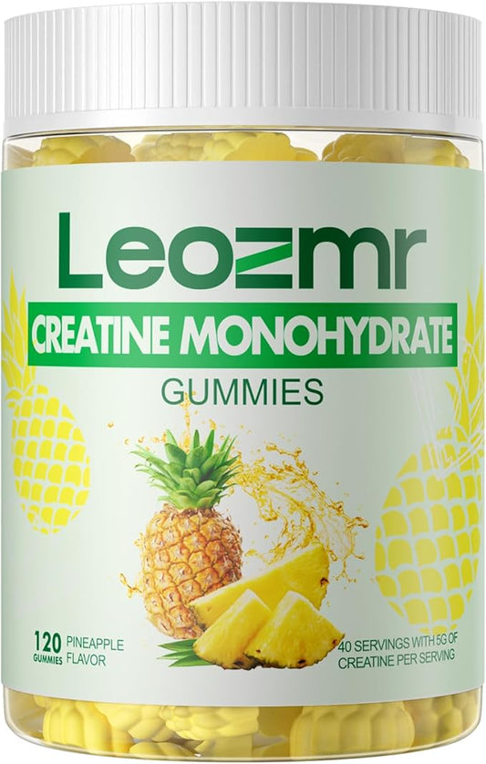 Creatine Monohydrate Gummies 5000mg for Men & Women, Chewables Creatine Monohydrate Supplement(120 Count)- Pineapple 120 Gummies