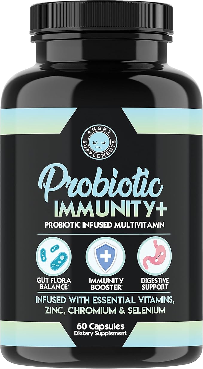 Probiotic Immunity Supplement – Probiotic Infused Multi-Vitamin with Zinc, Chromium, Selenium & Essential Vitamins – Supports Healthy Gut Flora, Digestive Health, and Immune System (1-Bottle)