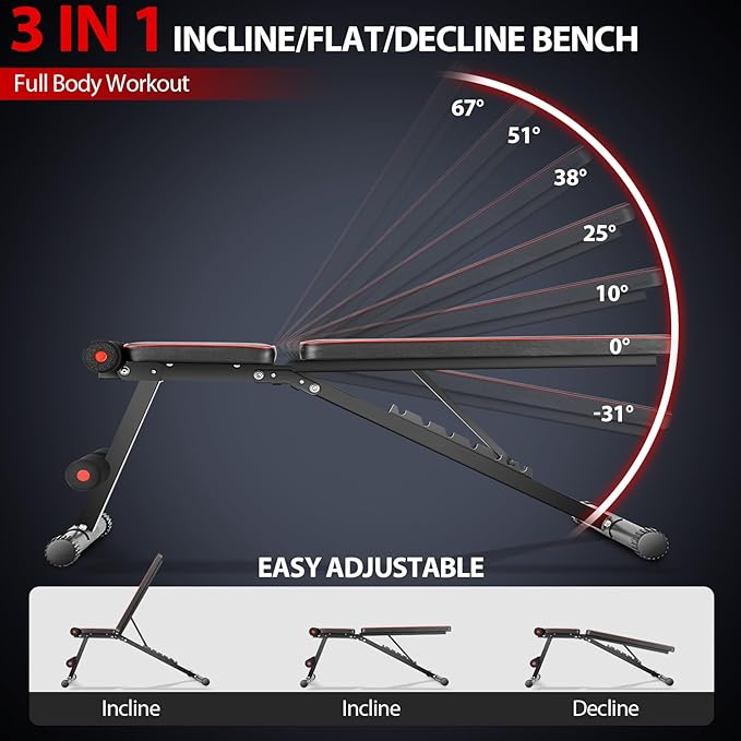OPPSDECOR Weight Bench Set Foldable Bench Press Set 4