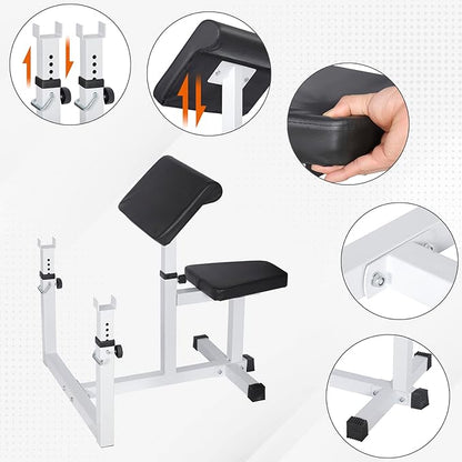ANT MARCH Preacher Curl Weight Bench Seated Arm 450lLBS