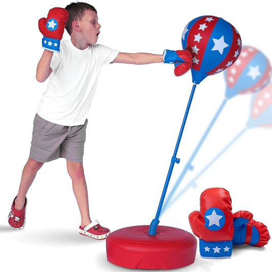 Punching Bag for Kids Ages 3-8 Yrs | Kids Punching Bag with Boxing Gloves | Height Adjustable | Ideal Christmas and Birthday Gift | Boys Toys Age 3 4 5 6 7 8
