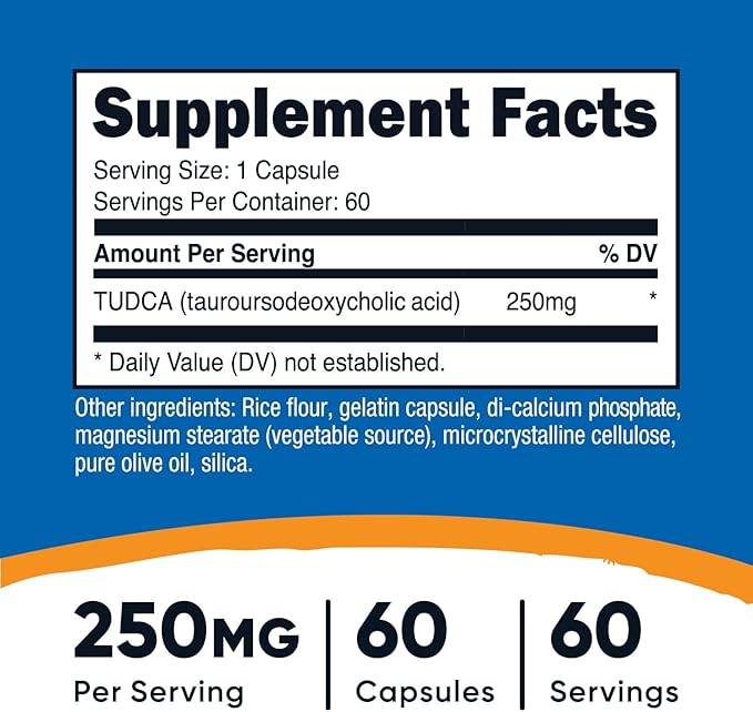 Nutricost Tudca 250mg, 60 Capsules (Tauroursodeoxycholic Acid) - Premium Quality
