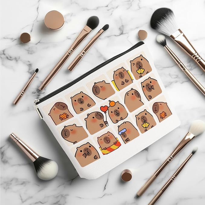 Cute Capybara Makeup Bag, Capybara Gifts for Women, Capybara Lovers Cosmetic Bag Travel Organizer Bags Makeup Pouch, Capybara Stuff Animal Lovers Gifts for Girls Nurse Christmas birthday Gifts