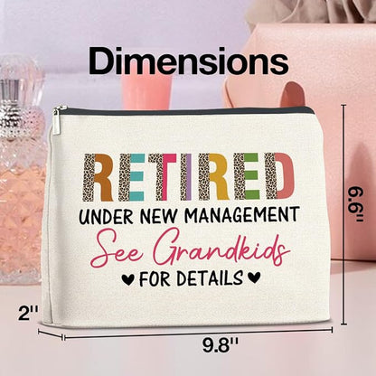 Retirement Gifts for Women Makeup Bag, Retired Gifts for Grandma Nana Cosmetic Bag Zipper Makeup Pouch for Mothers Day Birthday Christmas