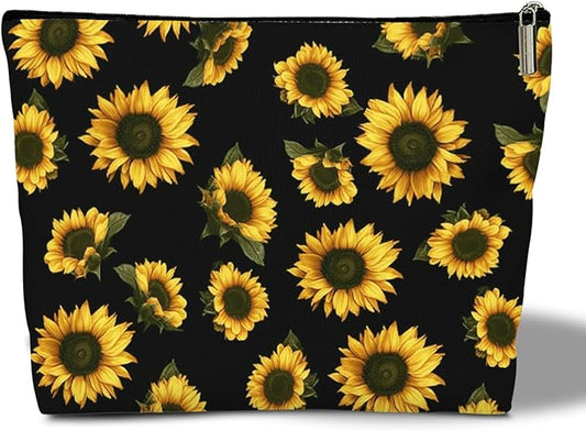 Sunflower Multifunctional Makeup Bag - Flower Toiletry Pouch, Gift for Her