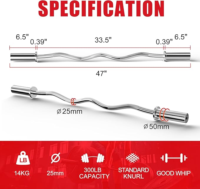 Olympic Barbell Curl Bar EZ Bar Strength Training