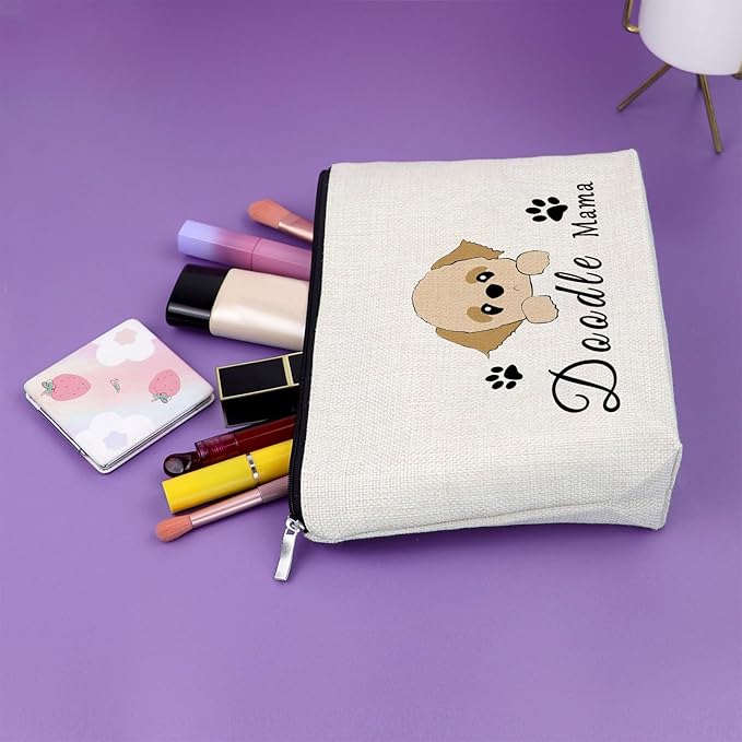 Sazuwu Doodle Mama Dog Lovers Makeup Bag - Gifts for Women, Dog Mom, Mothers Day & Christmas - Travel Pouch