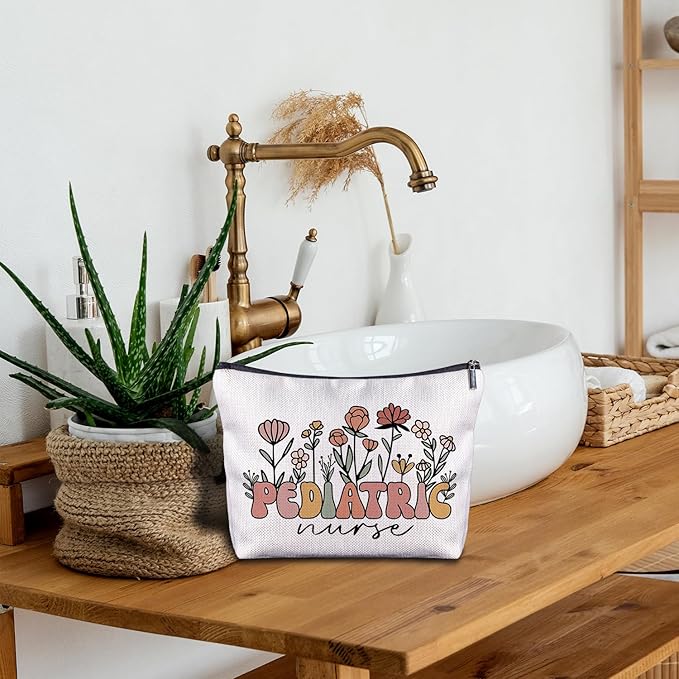 Pediatric Nurse Cosmetic Bag - Appreciation Gift for Birthdays, Nurses Day, Graduation - Makeup Bag