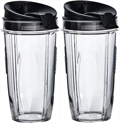 24 oz Blender Cups with Sip & Seal Lid, 2-Pack – Compatible Replacement for Personal Blenders – BPA-Free, Leak-Proof, Portable Smoothie Shake Travel Bottles