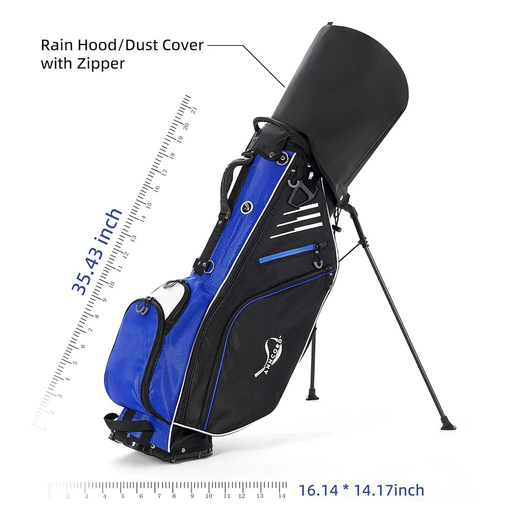 Golf Stand Bag 14 Way Top Dividers Full-Length with Stand, 8 Pockets, Cooler Pouch, Waterproof Golf Bag for Men, Dual Strap, Rain Hood