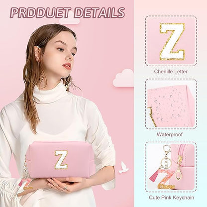 Birthday Gifts for Women Her,Travel Cute Makeup Bag,Large Capacity Cosmetic Bags for Women Makeup Pouch PU Leather Waterproof Cosmetic Bag (Z, Pink)