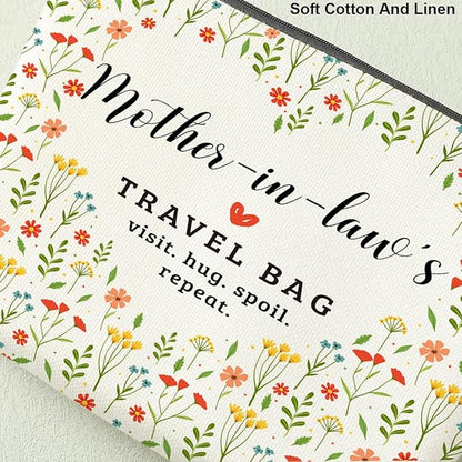 Mother in Law's Travel Bag Mothers Day Makeup Bag Mother in Law Birthday Gifts from Daughter in Law Funny Coloful Floral Cosmetic Bag for Women Mother of the Groom Chirstmas Wedding Retirement Gifts