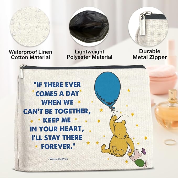 YeleY Friendship for Women Friends, Winnie the Pooh for Women Friends, Winnie the Pooh Makeup Bag for Teens Women Friends, Long Distance Friendship Gifts