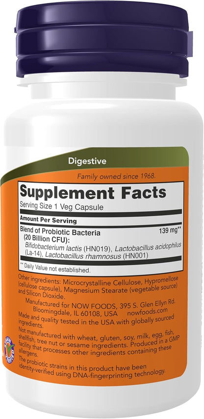 NOW Foods Supplements, Women's Probiotic, 20 Billion, Specially Formulated using Three Clinically Tested Probiotic Strains, 50 Veg Capsules