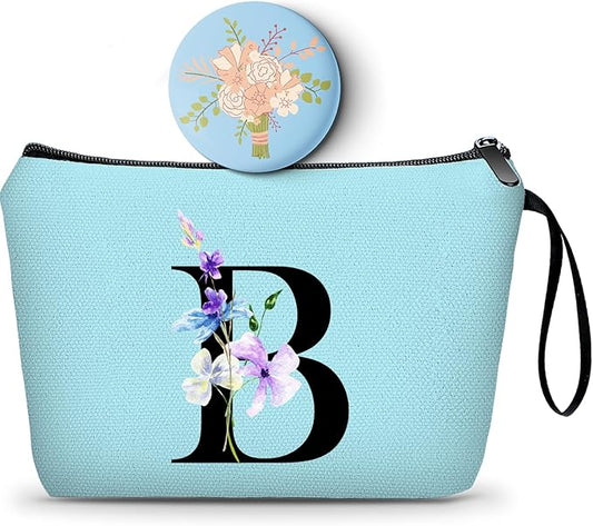 SEAMOON Birthday Inspirational Bridesmaid Proposal Team Small Gifts for Women Mom Aunt Teacher Sister Coworkers Makeup Cosmetic Bag Travel with Mirror Mothers Day Christmas Graduation B