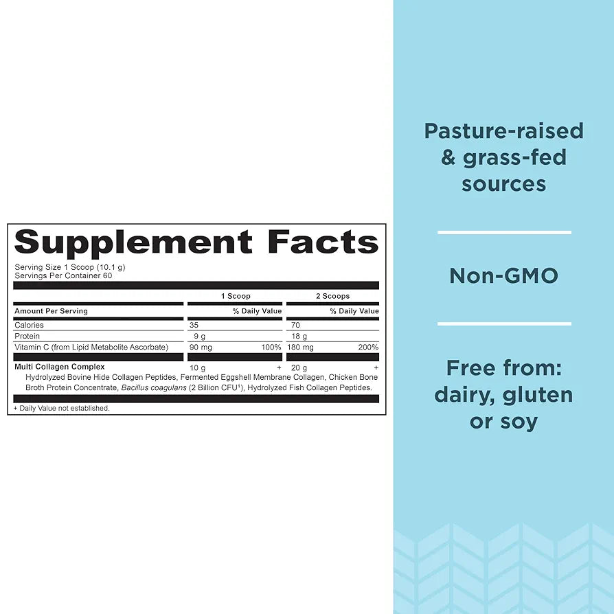 Ancient Nutrition Collagen Peptides Powder, Multi Collagen Protein, Women & Men, Vitamin C, Probiotics, Hydrolyzed Collagen, Supports Skin, Joints, Gut Health, Unflavored, 60 Servings