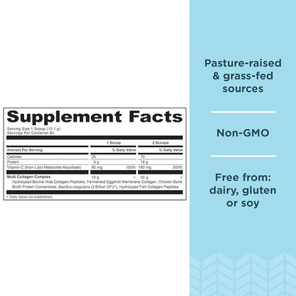 Ancient Nutrition Collagen Peptides Powder, Multi Collagen Protein, Women & Men, Vitamin C, Probiotics, Hydrolyzed Collagen, Supports Skin, Joints, Gut Health, Unflavored, 60 Servings