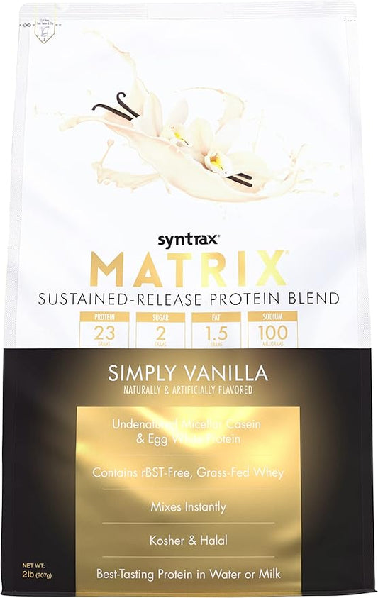 Syntrax Nutrition Matrix, Sustained-Release Protein Blend, Simply Vanilla, 2 lb