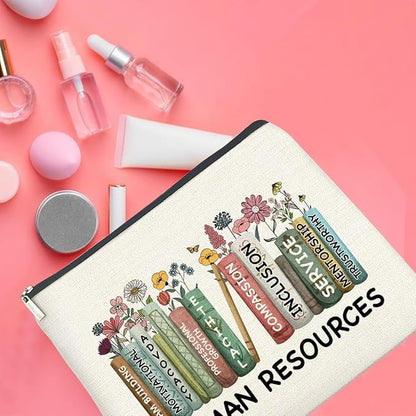 Human Resources Gifts for Women Makeup Bag Thank You Gift for Human Resources HR Cosmetic Bag Zipper Makeup Pouch