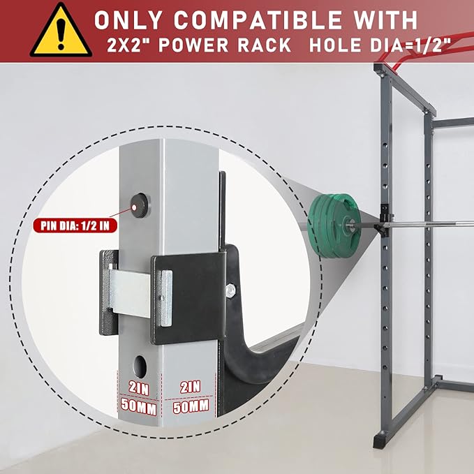 SYL Fitness 2x2 J-Hooks Power Rack Attachment Barbell 1", 1/2" 1/2" and 3/4"