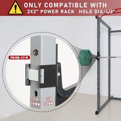 SYL Fitness 2x2 J-Hooks Power Rack Attachment Barbell 1", 1/2" 1/2" and 3/4"