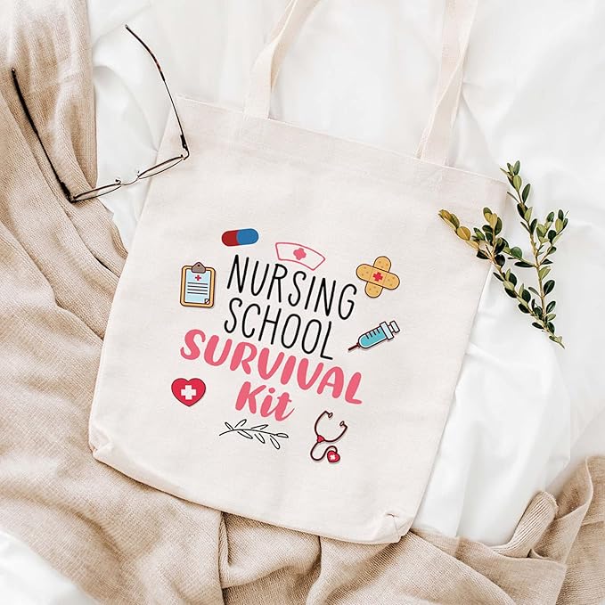 WCGXKO Nurse Gift Nurse Cosmetics Gift Nursing School Survival kit Gift for RN CNA LPV BSN LVP (NURSING SCHOOL tote)