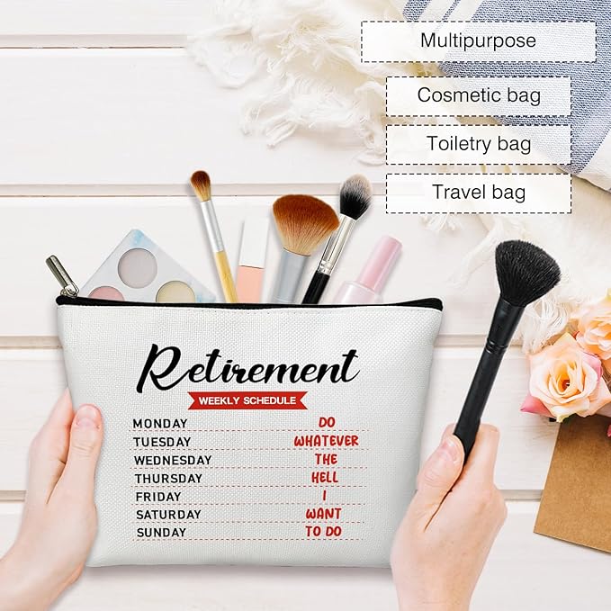 Multifunction Makeup Bag Purse - Retirement Weekly Schedule, Retired Gift for Her, Women, Mom, Wife, Grandma, Aunt, Coworker, Travel Accessories -05