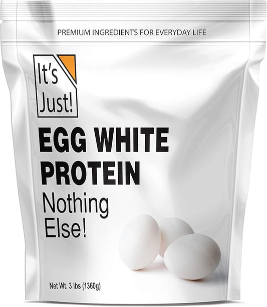 It's Just! - Egg White Protein Powder, Made in USA, Dried Egg Whites (Unflavored, 3lb)