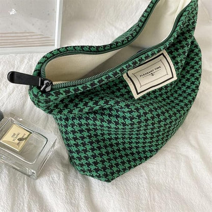 Cosmetic Bags for Women Makeup Bag Large Capacity Purse Travel Toiletries Zipper Storage Pouch Make up Brushes Organizer for Gifts (Houndstooth, Green)