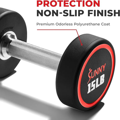 Sunny Health & Fitness Premium Polyurethane Commercial Grade 5-50LB