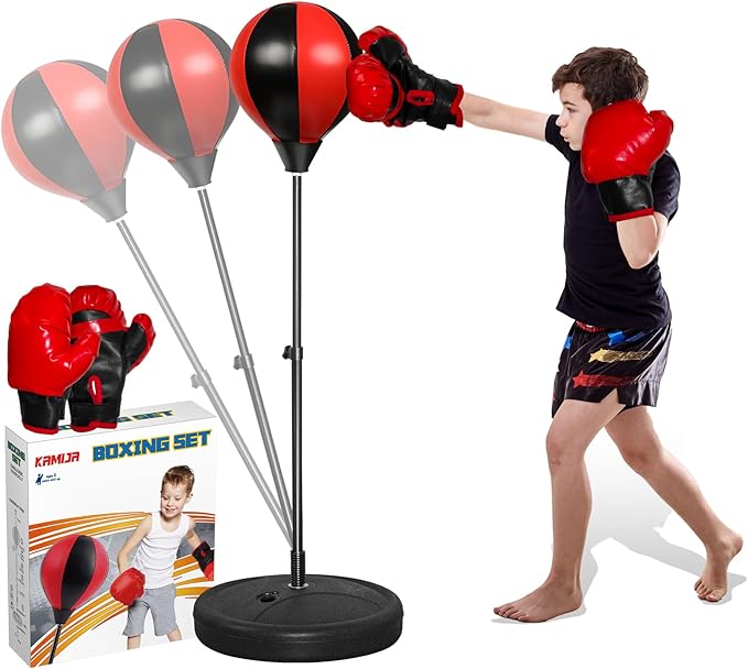 Punching Bag for Kids, Boxing Bag for 3-8 Years Old, Punching Bags with Height Adgustable Stand, Kids Boxing Set with Gloves, Sport Toy for Boys & Girls