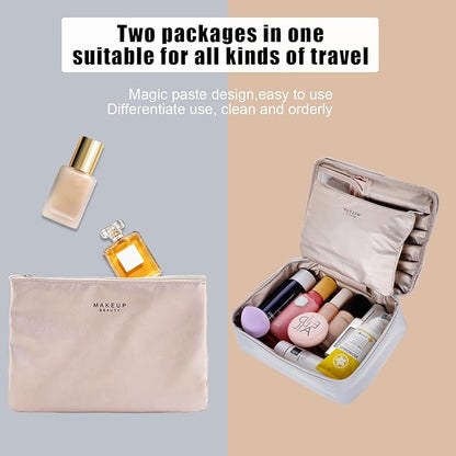 Travel Makeup Bag Cosmetic Bag Makeup Bag Toiletry bag for women and men (Light grey)
