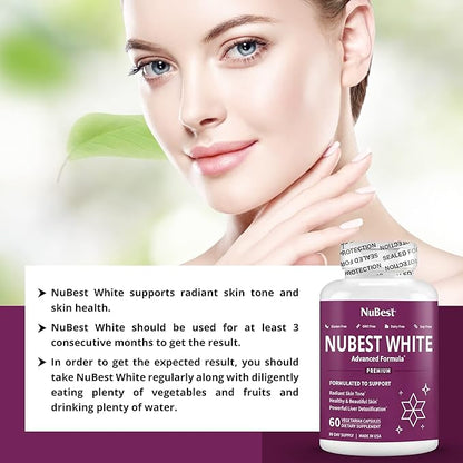 NuBest White - Glutathione 400mg & Milk Thistle Extract - Skin Brightening Supplement - Helps Beautiful and Radiant Skin - Antioxidant Supplement & Detoxification - 3 Pack | 3 Months Supply