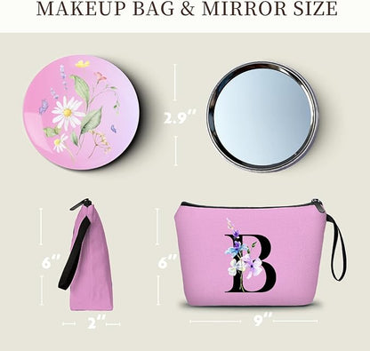 SEAMOON Birthday Inspirational Bridesmaid Proposal Team Small Gifts for Women Mom Aunt Teacher Sister Coworkers Makeup Cosmetic Bag Travel with Mirror Mothers Day Christmas Graduation B