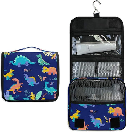 senya Hanging Travel Toiletry Bag Kit Boys Makeup Case Cosmetics Organizer for Men Women (Dinosaurs Collection)