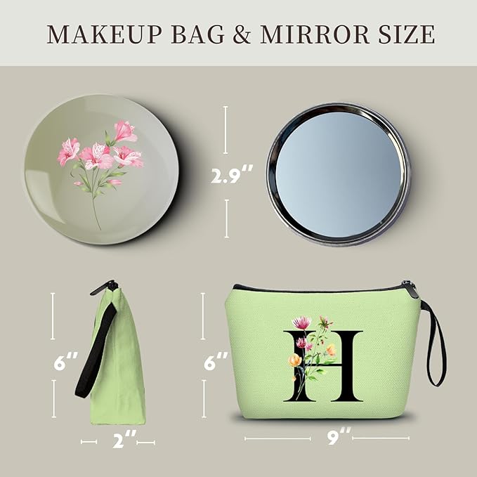 SEAMOON Birthday Inspirational Bridesmaid Proposal Team Small Gifts for Women Mom Aunt Teacher Sister Coworkers Makeup Cosmetic Bag Travel with Mirror Mothers Day Christmas Graduation H