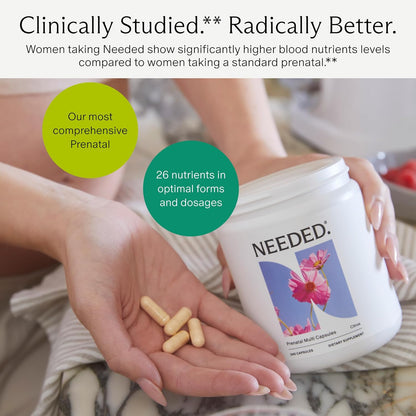 Needed. Multivitamin with Choline Capsules for Prenatal, Pregnancy, Breastfeeding, Postpartum | Expertly-Formulated & Third-Party Tested| 30-Day Supply
