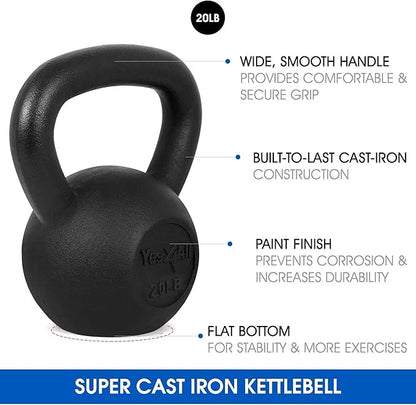 Yes4All Kettlebell Adjustable/Cast Iron/Protective Base Solid Smooth