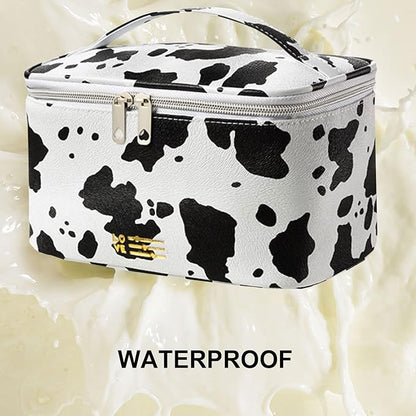 KITENROM Portable Makeup Bag Cow Printed Cosmetic Bags for Women Medium Pouch Case Purse Make Up Organization Waterproof (Print Cow)