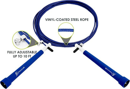 ProsourceFit Speed Jump Rope 10’ Adjustable Length, Super Fast Turning for Cardio, Boxing