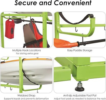 Rockland Large Kayak Storage Rack, 300 LBS Capacity, Holds 3 Kayaks, 48"x56"x82", Heavy Duty Freestanding Stand Kayak Rack for Canoe, SUP, Paddleboard, Indoor Garage & Outdoor Use, DIY-Friendly