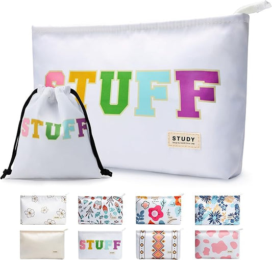 WLLWOO WLLWOO 2pcs Travel Make Up Bags-Cosmetic Bag Nylon Waterproof Large Wide Zipper Coin Purse Travel Toiletry Small Makeup Pouch For Women