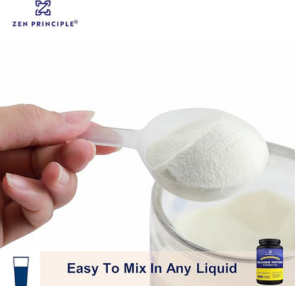 Zen Principle Grass-Fed Collagen Peptides 3 lb. Custom Anti-Aging Hydrolyzed Protein Powder for Healthy Hair, Skin, Joints & Nails. Paleo and Keto Friendly, GMO and Gluten Free, Pasture-Raised Bovine.