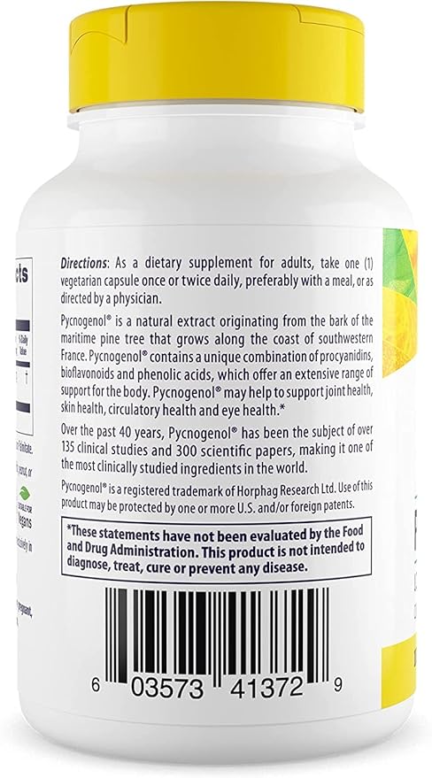 Healthy Origins Pycnogenol 100 mg - Premium Pine Bark Extract - French Maritime Pine Bark Extract for Heart Health, Skin Care & More - Gluten-Free & Non-GMO Supplement - 120 Veggie Caps