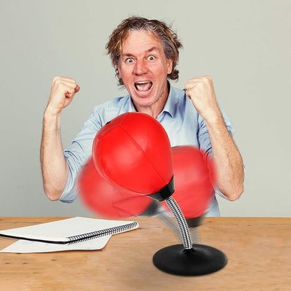 Goldboy Stress Buster - Desktop Punching Bag with Stand and 2 Extra Balls, Boxing Reflex Bag (Red)