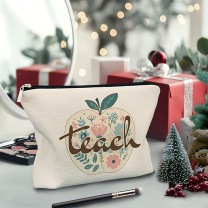 Teacher Makeup Bag - Cosmetic Bag for Women, Best Teacher Gifts for Christmas & Appreciation, Zipper Pouch