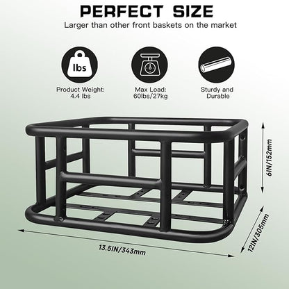 RAYMACE Rear Rack Bike Basket with Cargo Net and Liner Large Bicycle Basket Perfect Mount for Electric Bike