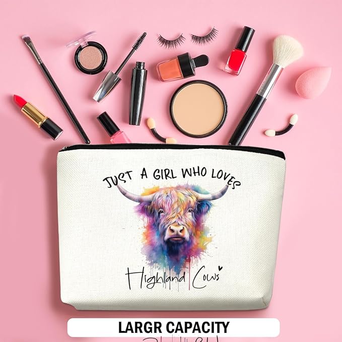 Cow Gifts for Women, Western Makeup Bag Cow Print Stuff Cosmetic Bag Travel Organizer Bags Makeup Pouch, Christmas Birthday Animal Lovers Gifts for Women Girls Friends