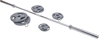 Signature Fitness Cast Iron Olympic 2-Inch Weight Plates Including 7FT Olympic Barbell, 130-Pound, 300-Pound or 325-Pound Set, Multiple Packages