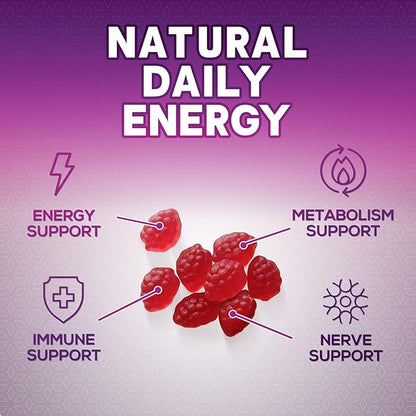 Vitamin B12 Energy Gummies - Extra Strength 4500mcg Chewable for Energy & Nervous System Health Support, B-12 Complex Gummy Vitamin for Women, Men, Kids - Non-GMO, Vegan, Berry Flavor - 60 Gummies